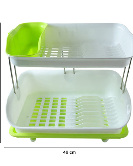 Prexo 2 Layer Kitchen Dish Drying Rack With Drain Tray (1 Set)