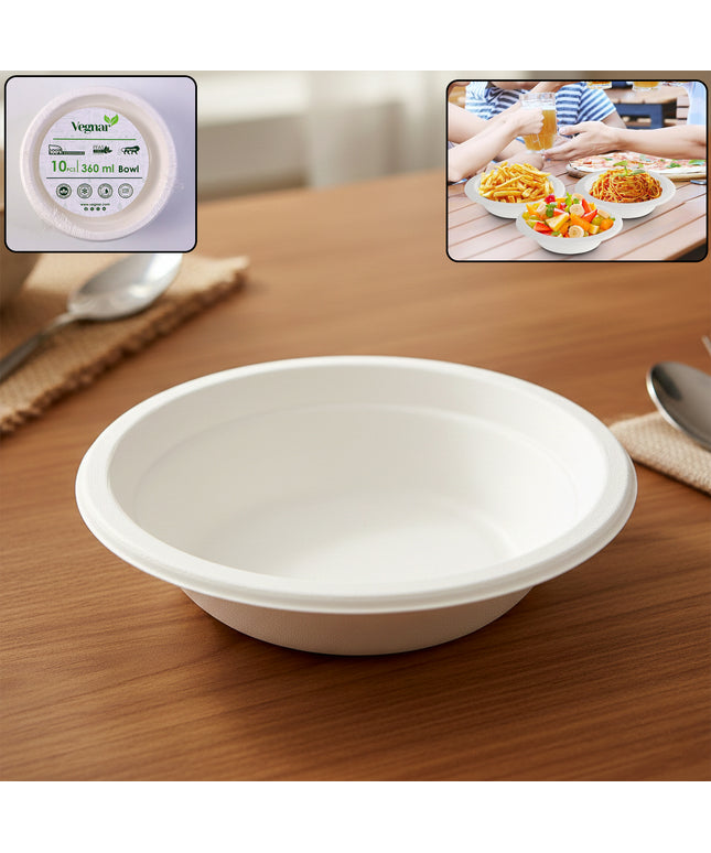 Vegnar Disposable Food Serving Bowl Set Of 10 Pieces 360 Ml Capacity