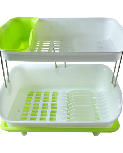 Prexo 2 Layer Kitchen Dish Drying Rack With Drain Tray (1 Set)