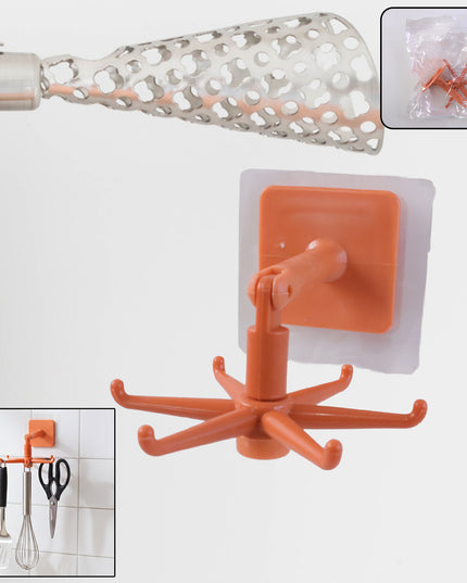 Orange 360 Rotating Wall Mounted Kitchen Utensils Hook Stand (1 Pc)