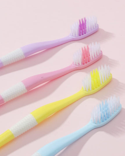 12814 2-in-1 Tooth Brush With Tongue Scraper Soft Bristle  Long Handle (8pcs) Soft Toothbrush