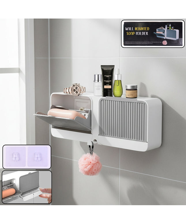 Wall Mounted 4-compartment Bathroom Storage  Soap Holder