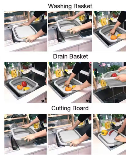 0098a Collapsible Cutting Board With Dish Tub Basket
