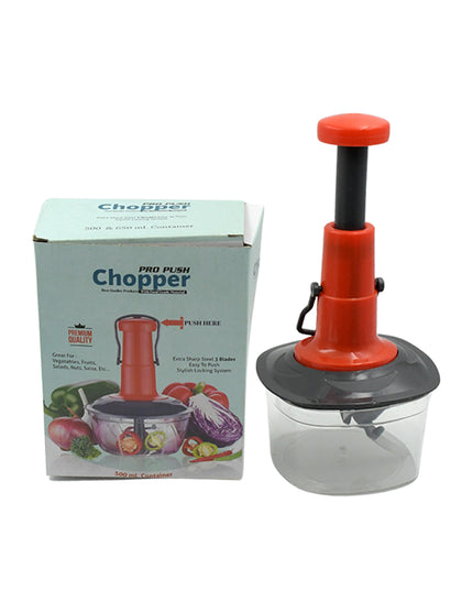 5790 Manual Press Fruit  Vegetable Chopper With 3 Stainless Steel Blades Anti-slip Base And Locking System Cutting Chopper For Kitchen (650 Ml)