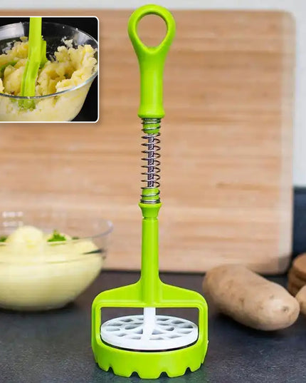 5768 Multi Functional One-handed Plastic Manual Mashed Potatoes Masher Mash Sweet Potato Masher With Comfort Grip And Stainless-steel Spring Design For Nonstick Pans (1 Pc)