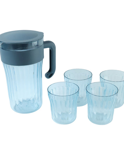 Multipurpose Plastic Water Juice Serving Jug With 4 Drinking Glasses Set (1 Set)