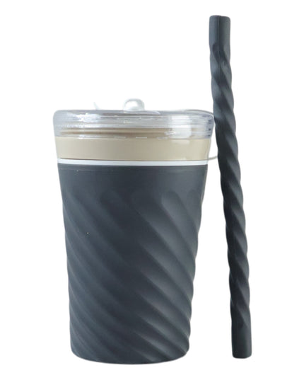 Swirl Design Drinking Tumbler Cup With Lid And Straw (1 Pc)