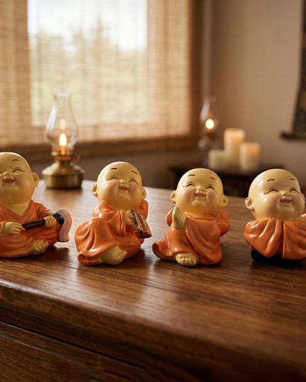 Adorable Mini Monk Buddha Idol Set (8 Pc)