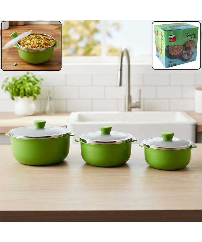 Signature Multipurpose Kitchen Serving Bowl (1000ml1400ml2200ml3 Pc Set)