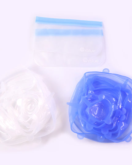 12 Peace Reusable Stretch Lids Set With 2 Storage Pouches  Flexible Food Cover Lids