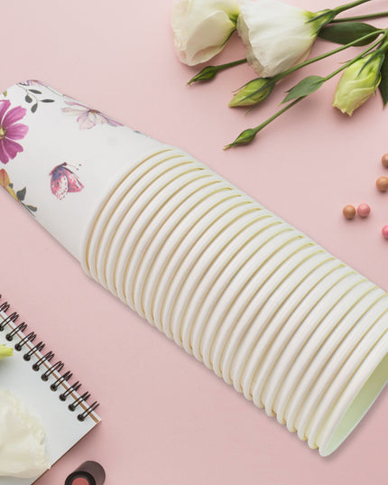 Disposable Paper Cups Disposable Tea Coffee Cups (24 Pcs Set  Mix Color  Design)