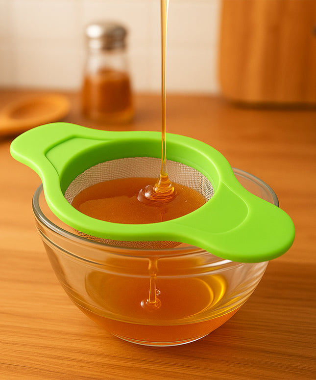 Stainless Steel Mesh Strainer With Dual Handle Plastic Frame (1 Pc)