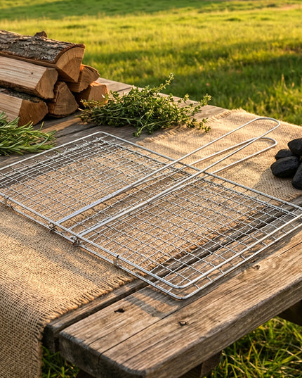 Heavy-duty Stainless-steel Barbecue Grill Basket (1 Pc)
