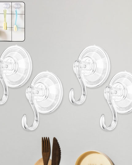 Plastic Suction Cup Hooks (4 Pcs Set)