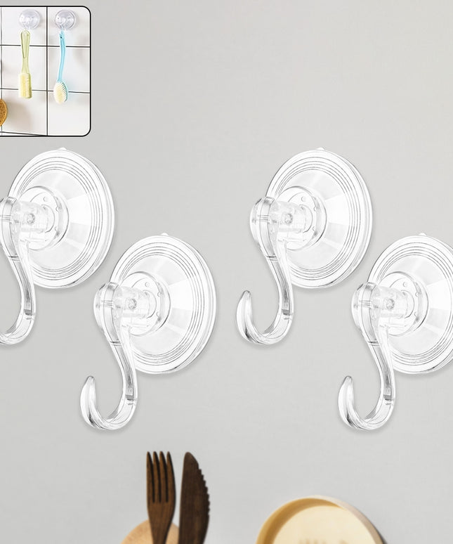 Plastic Suction Cup Hooks (4 Pcs Set)