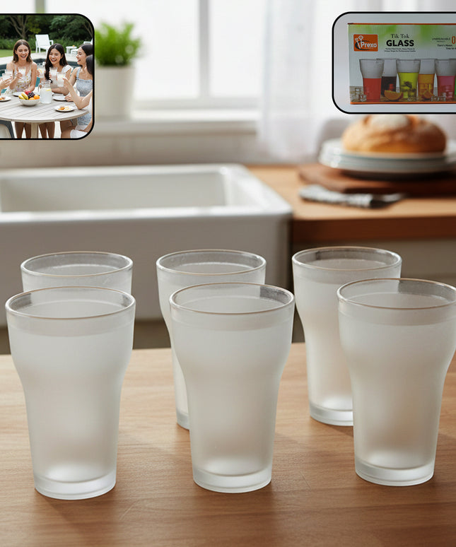 Prexo Unbreakable Plastic Drinking Water Glass (6 Pc Set 300 Ml Approx)