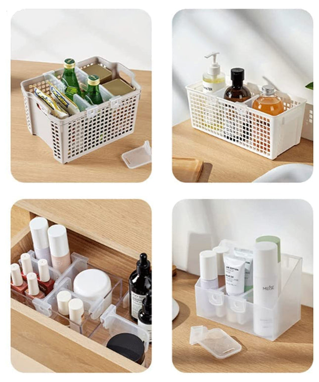 Plastic Storage Baskets Space Allocator Refrigerator Organizer Bins Partition Clip (10 Pcs Set)