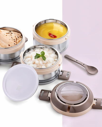 Ganesh Steko-3 Triple Layer Stainless Steel Insulated Lunch Box Set