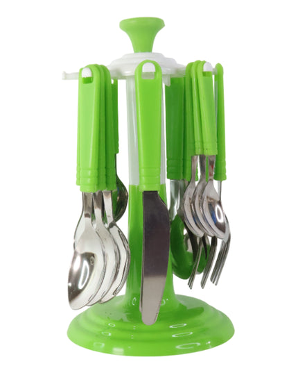 Stainless Steel Cutlery Set With Stand - (24 Pc)