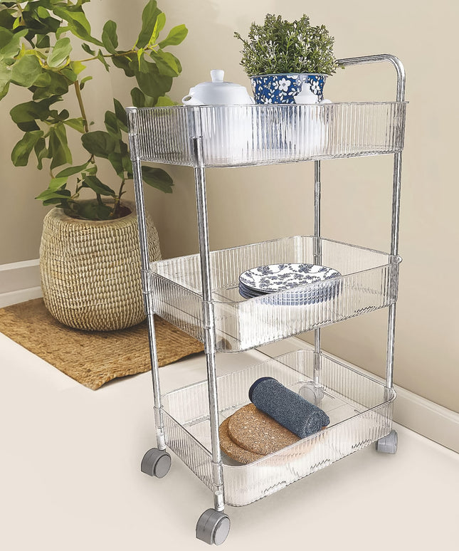 Apex Sapphire 3-layer Multipurpose Storage Trolley With Wheels