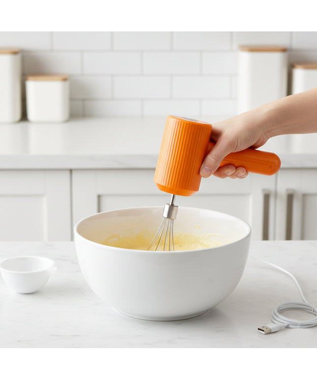 Portable Usb Rechargeable Electric Handheld Whisk Mixer (1 Set)