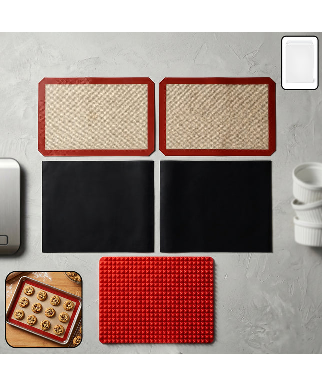 Multipurpose Non-stick Silicone Baking Mat Set (5 Pc)