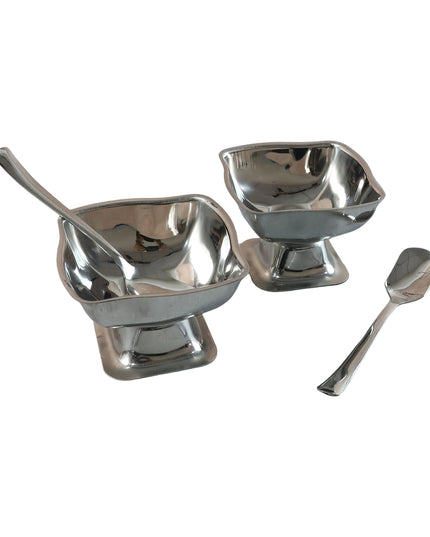 Premium Stainless Steel Ice Cream Cup With 6 Spoon Set (6 Pc Set)