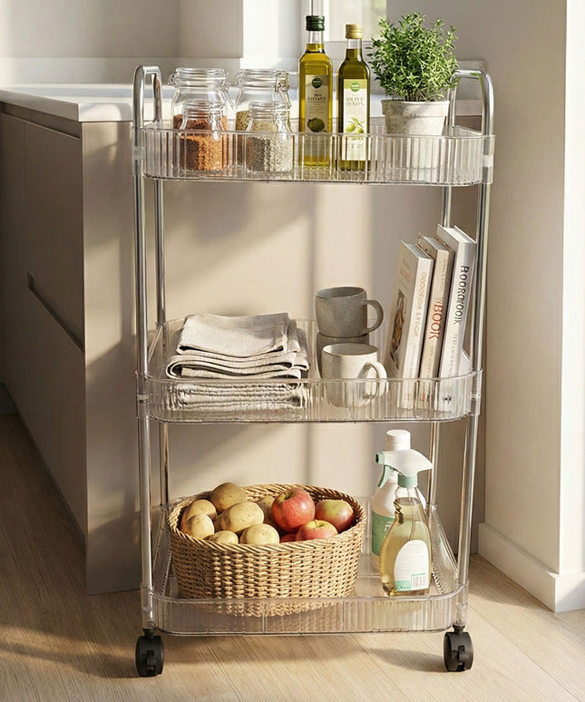 3 Layer Multipurpose Storage Trolley With Wheels