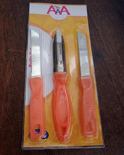 8217 3in1 Multipurpose Stainless Steel Classic Kitchen Knife Set Of 3 For Fruits And Vegetable Chopping  Cutting  Peeling Kitchen Knife  Vegetable Peeler  Plain Knife