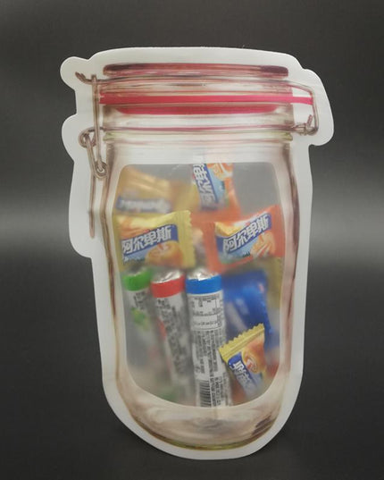 1074 Reusable Airtight Seal Plastic Food Storage Mason Jar Zipper (500ml)