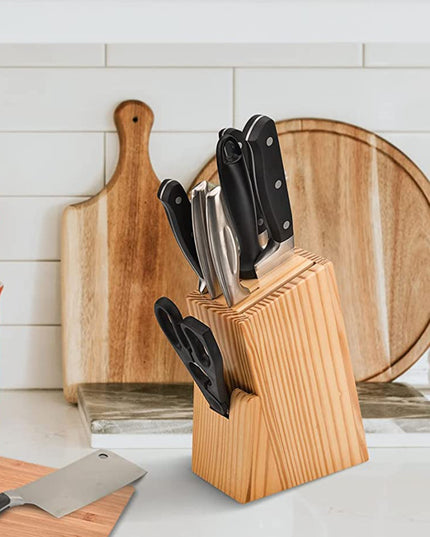 Kitchen Knife Set With Wooden Block And Scissors (5 Pcs Black)
