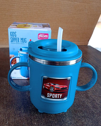 Kids Sporty Sipper Mug With Straw And Dual Handles Approx 300ml (1 Pc)