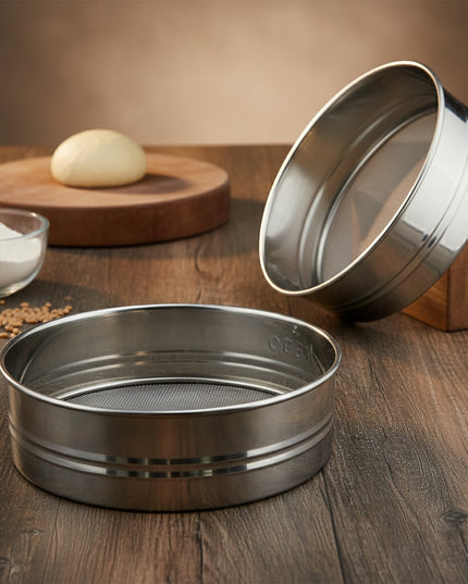 Stainless Steel Fine Mesh Atta Chalni Sieve Set (2 Pc Set)