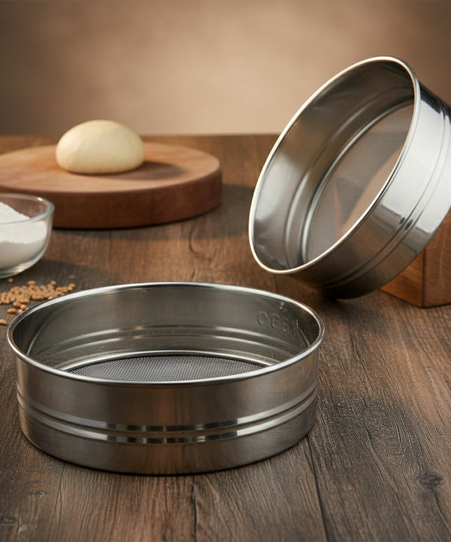 Stainless Steel Fine Mesh Atta Chalni Sieve Set (2 Pc Set)