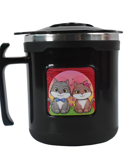 1 Pc Apex Cat Mug  250 Ml Stainless Steel Insulated Inner With Cute Cat Print