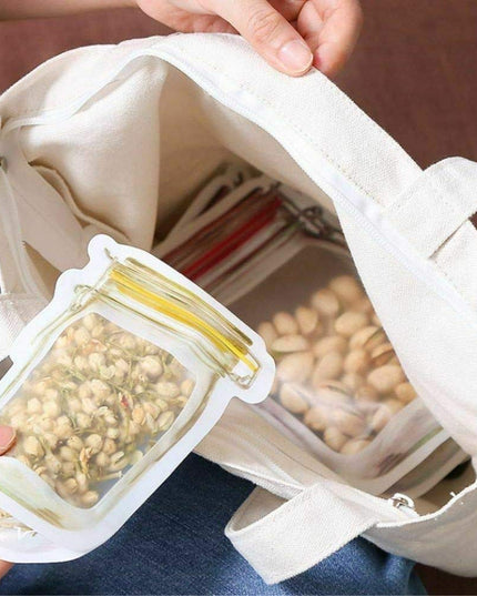 1073 Reusable Airtight Seal Plastic Food Storage Mason Jar Zipper (150ml)