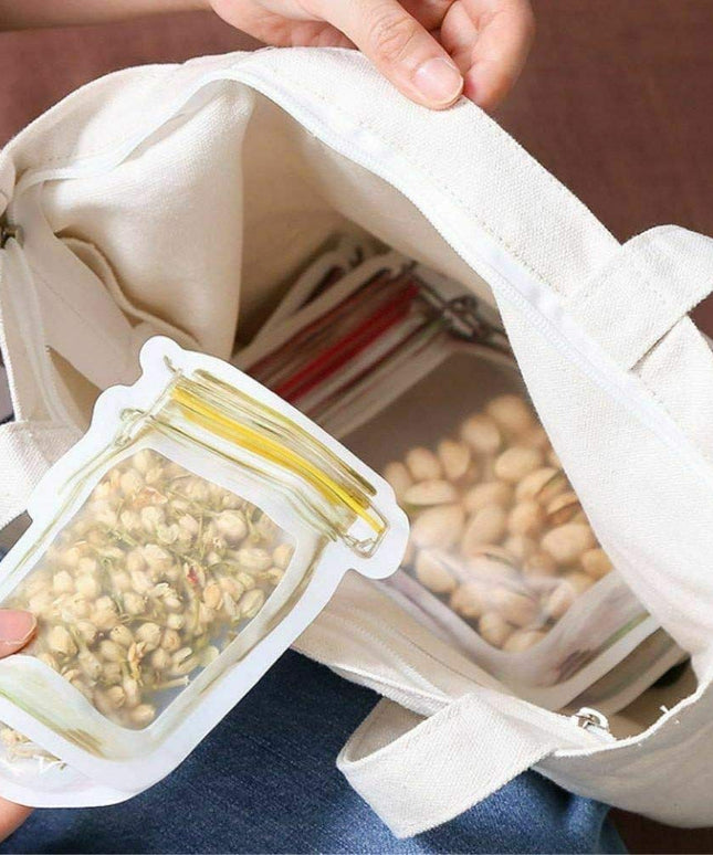 1073 Reusable Airtight Seal Plastic Food Storage Mason Jar Zipper (150ml)
