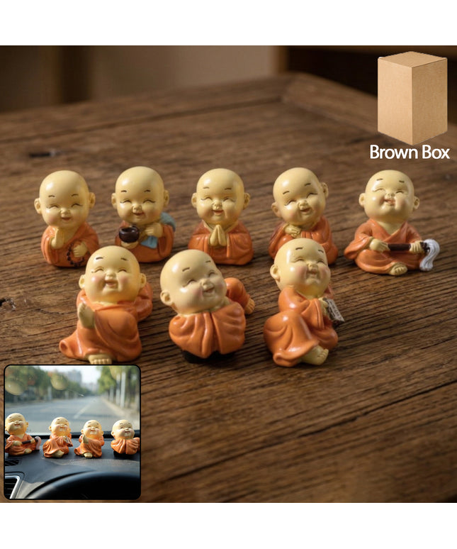 Adorable Mini Monk Buddha Idol Set (8 Pc)