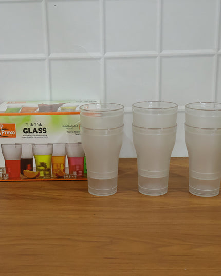 Prexo Unbreakable Plastic Drinking Water Glass (6 Pc Set 300 Ml Approx)