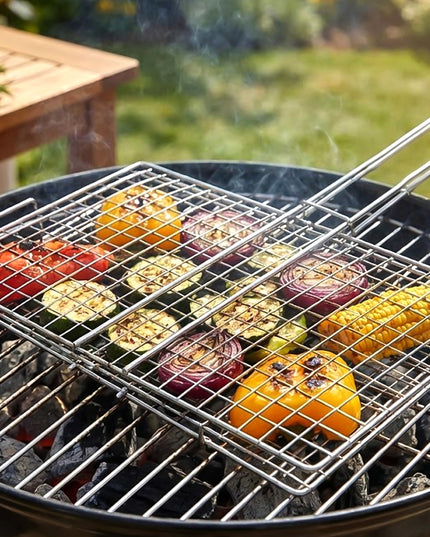 Heavy-duty Stainless-steel Barbecue Grill Basket (1 Pc)