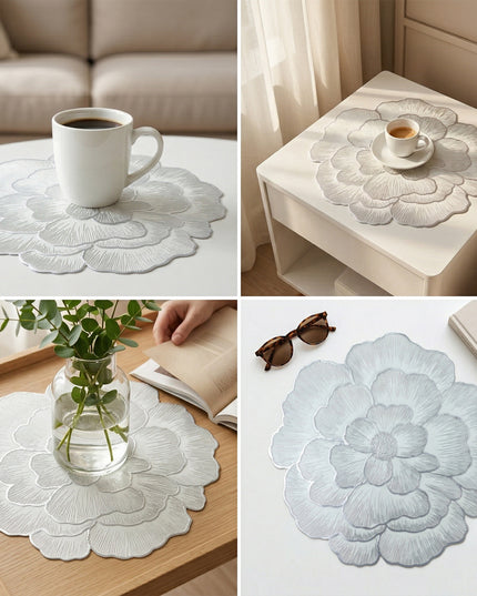 Round Floral Design Pvc Table Mat 1 Pc 36x36 Cm