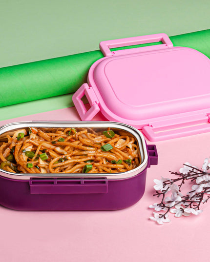 Insulated Testy Stainless Steel Leakproof Lunch Box With Spoon (1 Set)