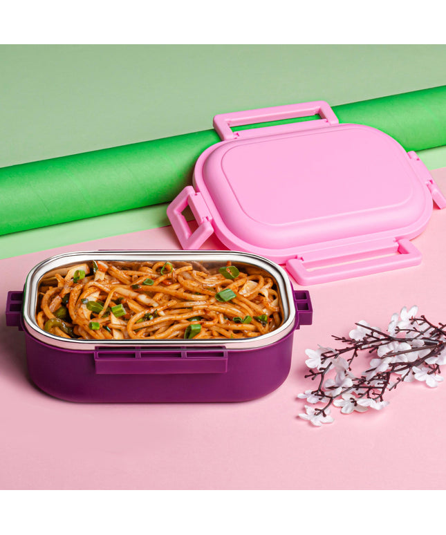 Insulated Testy Stainless Steel Leakproof Lunch Box With Spoon (1 Set)