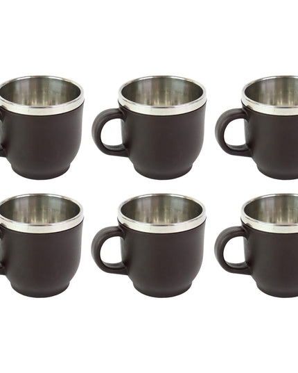 Apex Premium Double Wall Stainless Steel Cappuccino Mug Gift Set (6 Pc  100 Ml)