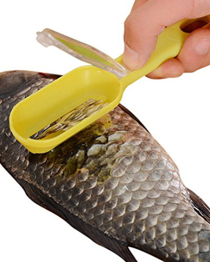 0112 Plastic Fish Scales Graters Scraper Fish Skin Brush Fish Cleaning Tool Scraping Scales Device With Cover Home Kitchen Cooking Tools 1 Pieces