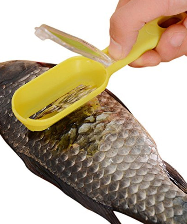 0112 Plastic Fish Scales Graters Scraper Fish Skin Brush Fish Cleaning Tool Scraping Scales Device With Cover Home Kitchen Cooking Tools 1 Pieces