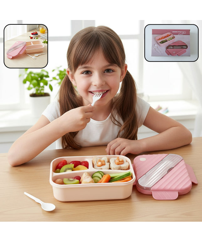 Plastic 3 Compartment Lunch Box For Kids
