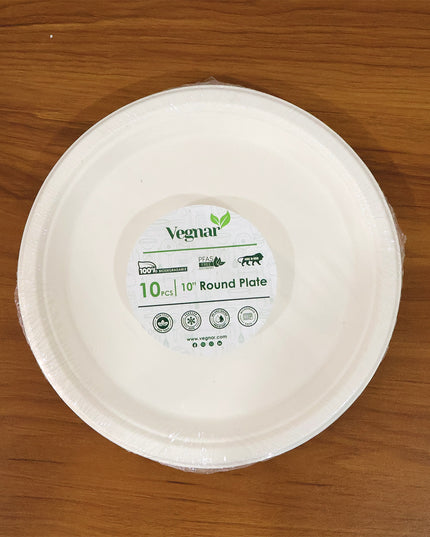 Vegnar Disposable Round Food Serving Plate (10 Pc)