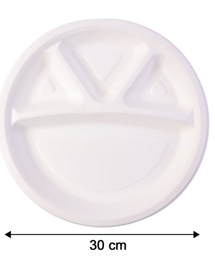 Vegnar 4 Compartment Disposable Food Serving Plate Set (10 Pc)