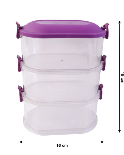 3 Layer Stackable Airtight Food Storage Container Set (1 Set)